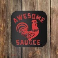 Awesome Sauce With Picture Of Rooster Funny Retro Coaster thumb 0