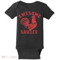 Awesome Sauce With Picture Of Rooster Funny Retro Baby Bodysuit thumb 0