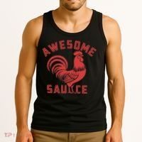 Awesome Sauce With Picture Of Rooster Funny Retro Tank Top thumb 3