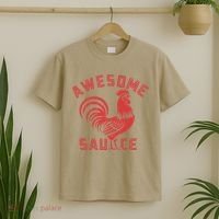Awesome Sauce With Picture Of Rooster Funny Retro T-Shirt thumb 2