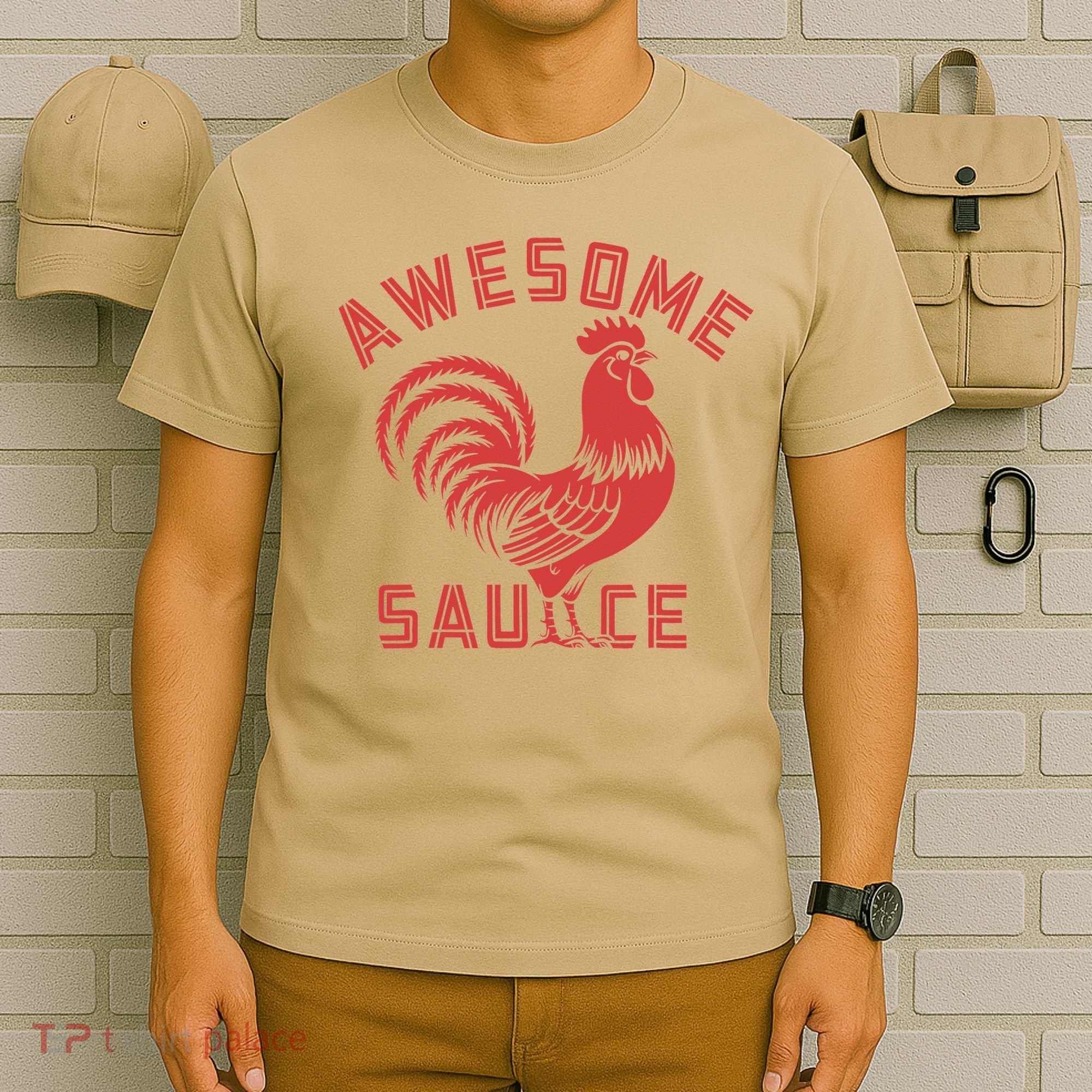 Awesome Sauce With Picture Of Rooster Funny Retro T-Shirt