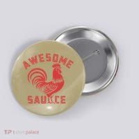 Awesome Sauce With Picture Of Rooster Funny Retro Button thumb 0