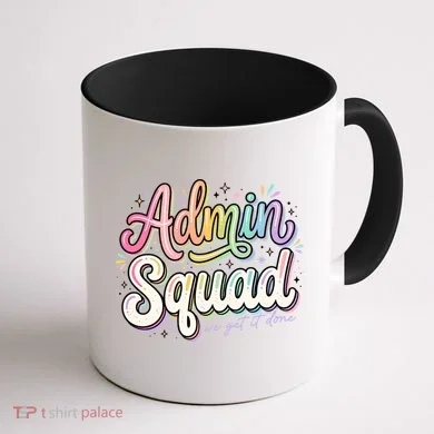 Admin Squad We Get It Done Pastel Script Coffee Mug back