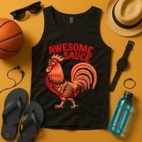 Awesome Sauce With Picture Of Rooster Tank Top thumb 4