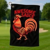 Awesome Sauce With Picture Of Rooster Golf Towel thumb 1
