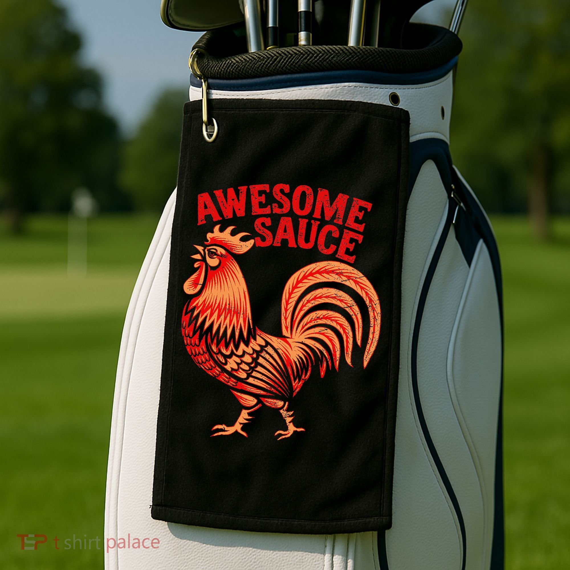 Awesome Sauce With Picture Of Rooster Golf Towel