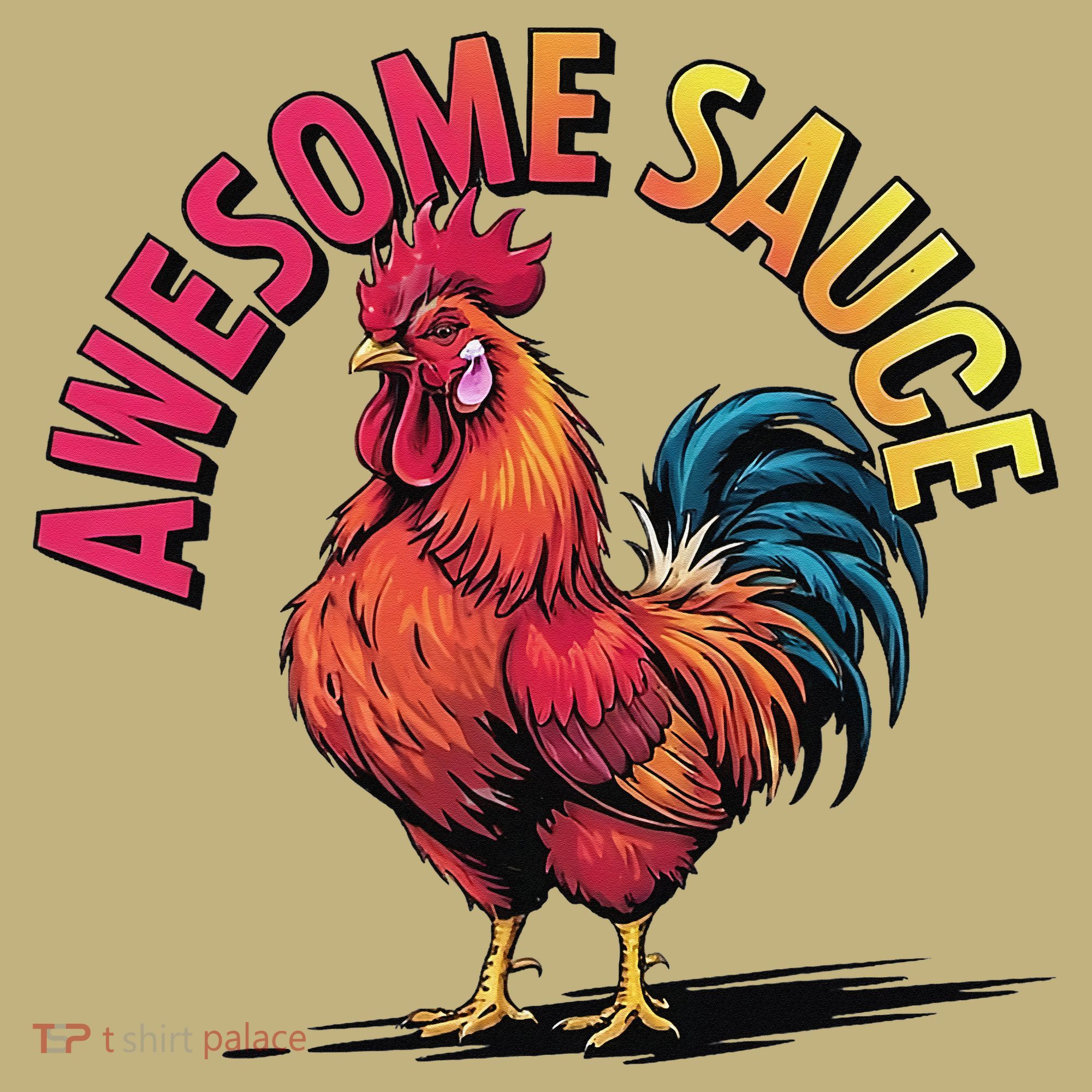 Awesome Sauce With Picture Of Rooster Vintage Funny T-Shirt
