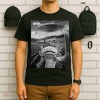 Axolotl Selfie With Alien UFO Funny Axolotl Gifts For Women T-Shirt thumb 6