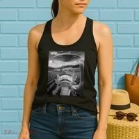 Axolotl Selfie With Alien UFO Funny Axolotl Gifts For Women Women's Tank Top thumb 2