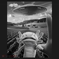 Axolotl Selfie With Alien UFO Funny Axolotl Gifts For Women Women's Tank Top thumb 5