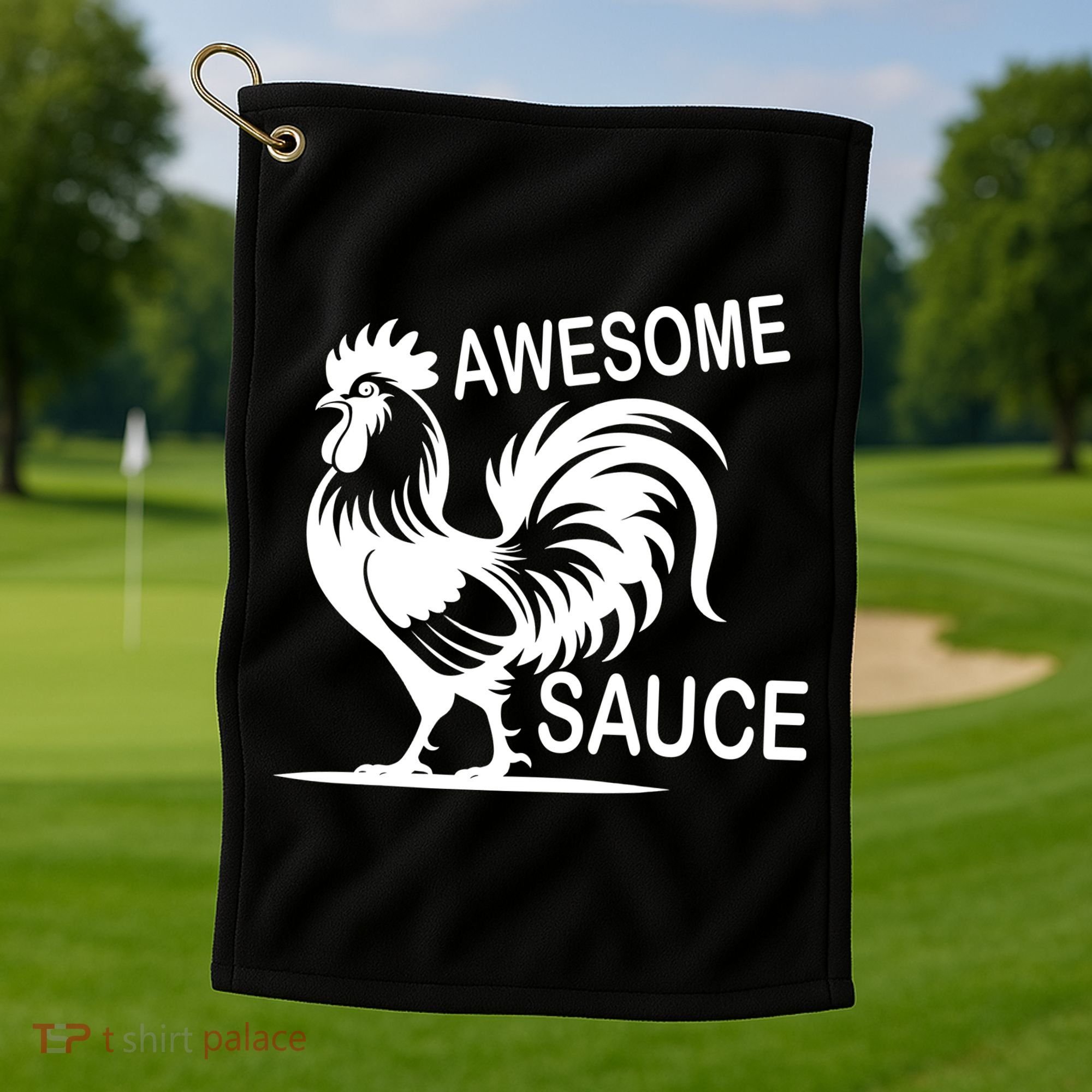 Awesome Sauce With Picture Of Rooster Golf Towel