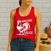 Awesome Sauce With Picture Of Rooster Women's Tank Top thumb 2