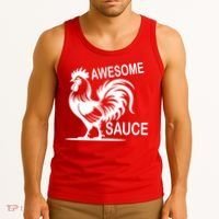 Awesome Sauce With Picture Of Rooster Tank Top thumb 3