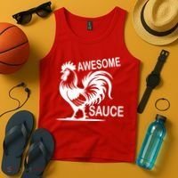 Awesome Sauce With Picture Of Rooster Tank Top thumb 4