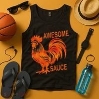 Awesome Sauce With Picture Of Rooster Tank Top thumb 4