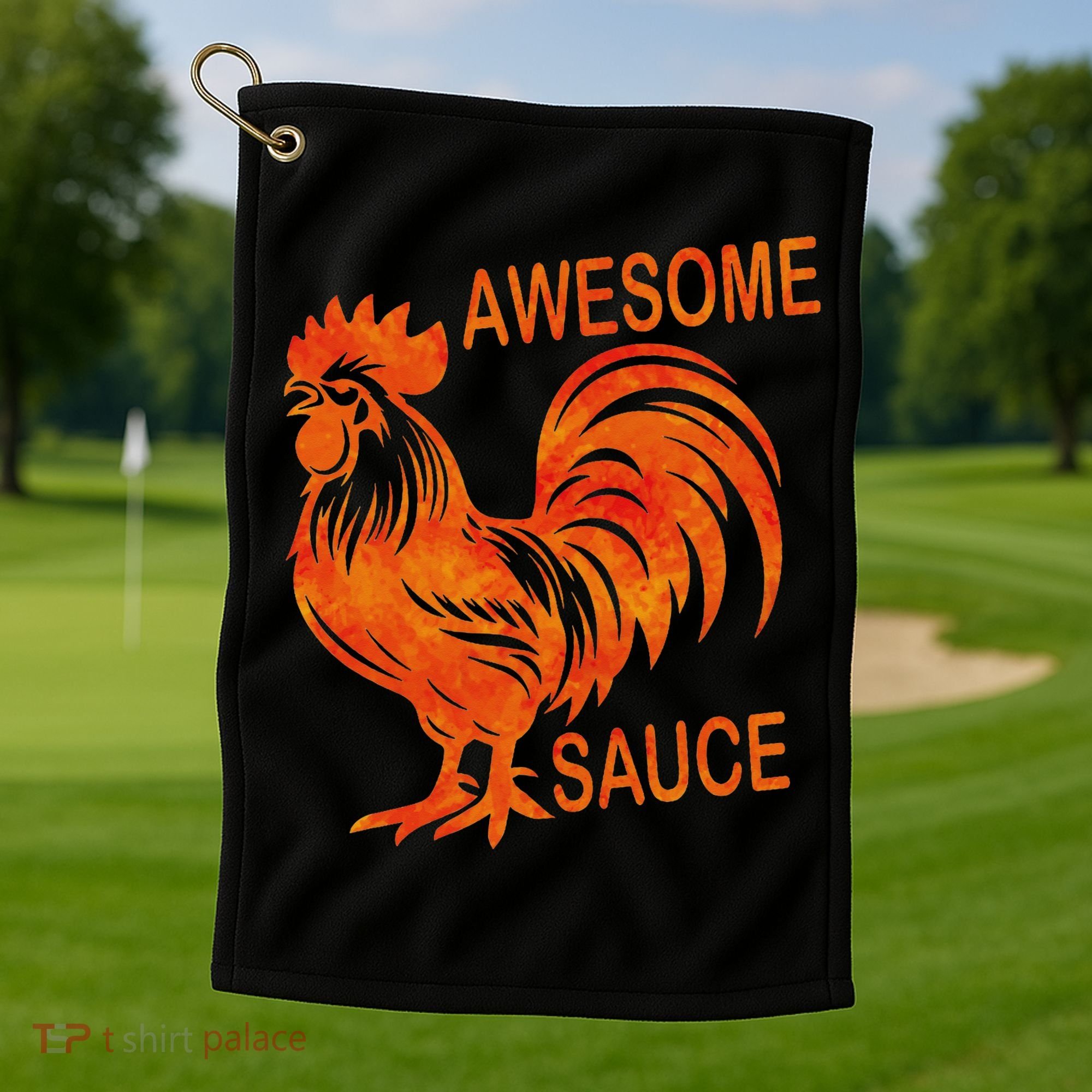 Awesome Sauce With Picture Of Rooster Golf Towel