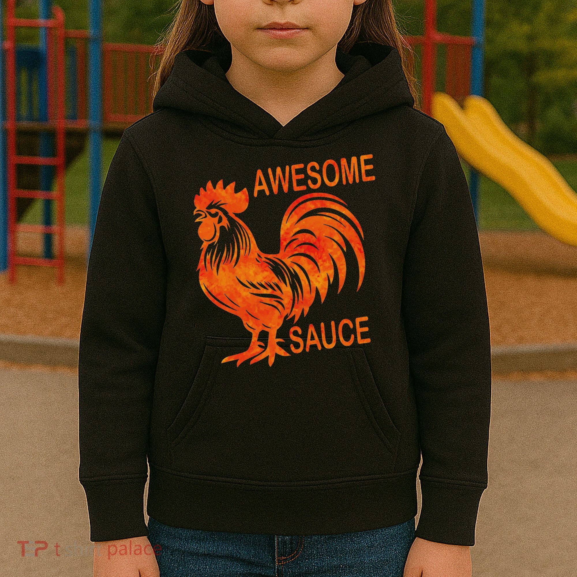 Awesome Sauce With Picture Of Rooster Kids Hoodie