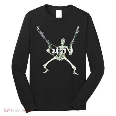 Autism Skeleton With Guns Long Sleeve Shirt