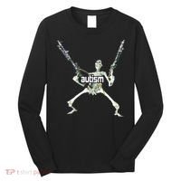 Autism Skeleton With Guns Long Sleeve Shirt thumb 0