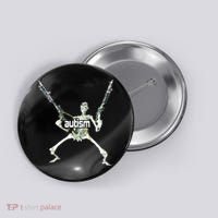 Autism Skeleton With Guns Button thumb 0