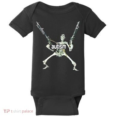 Autism Skeleton With Guns Baby Bodysuit