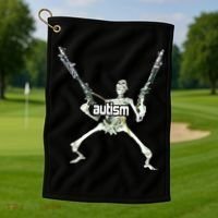 Autism Skeleton With Guns Golf Towel thumb 1
