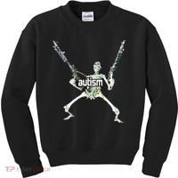 Autism Skeleton With Guns Kids Sweatshirt thumb 0