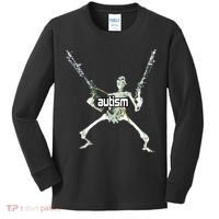 Autism Skeleton With Guns Kids Long Sleeve Shirt thumb 0