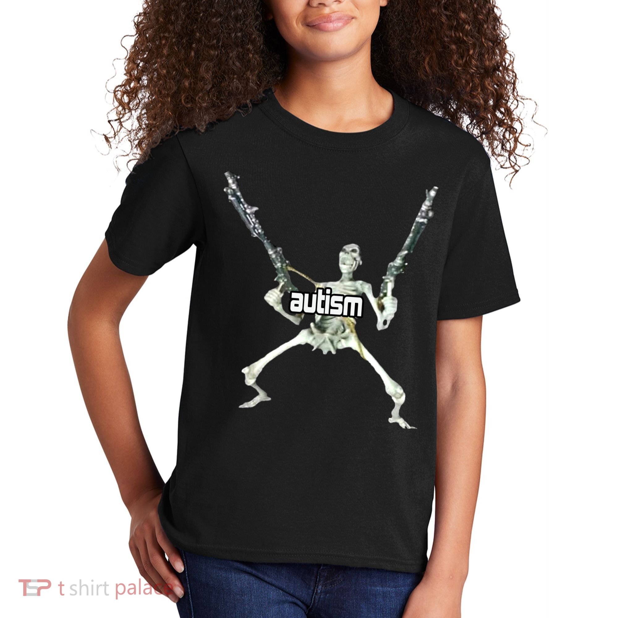 Autism Skeleton With Guns Kids T-Shirt