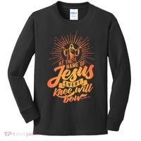 At The Name Of Jesus Every Knee Will Bow Kids Long Sleeve Shirt thumb 0