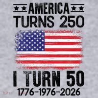 America Turns 250 I Turn 50 1976 50th Birthday Women's Racerback Cropped Tank thumb 2