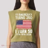 America Turns 250 I Turn 50 1976 50th Birthday Garment-Dyed Women's Muscle Tee thumb 2