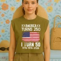 America Turns 250 I Turn 50 1976 50th Birthday Garment-Dyed Women's Muscle Tee thumb 4