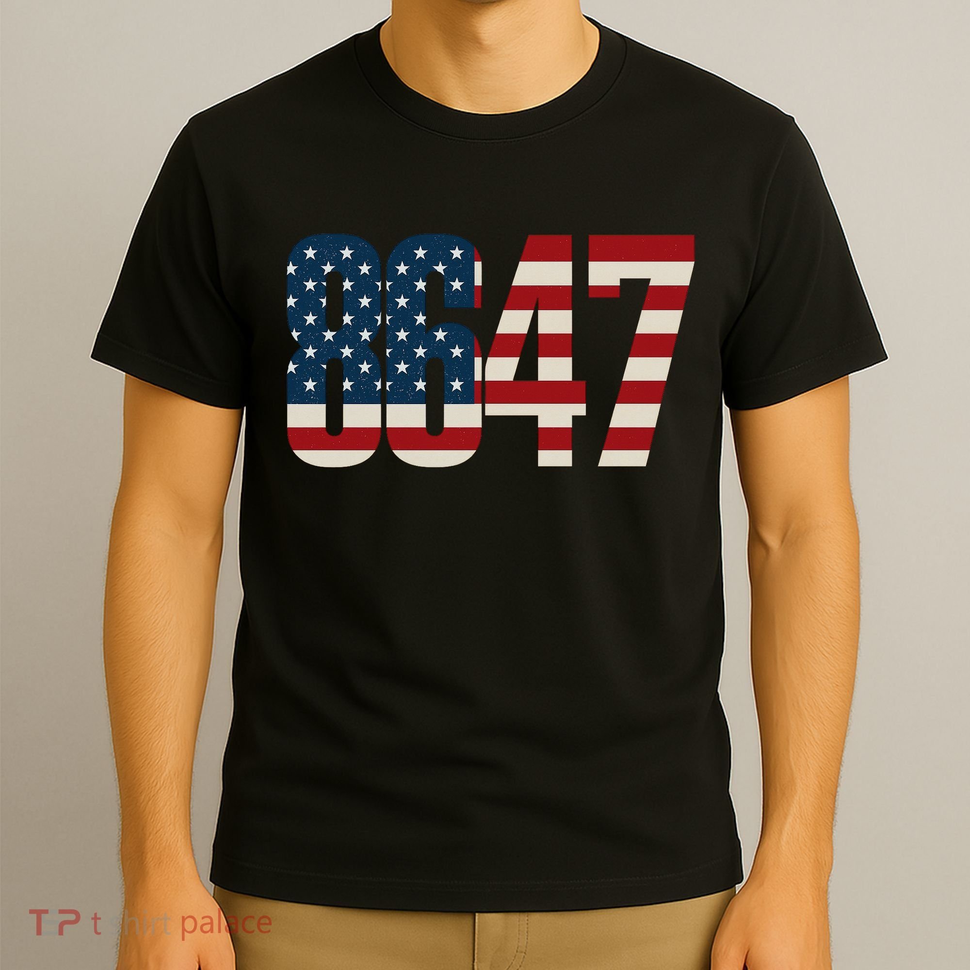 Anti Trump 8647 86 47th President US Flag T-Shirt