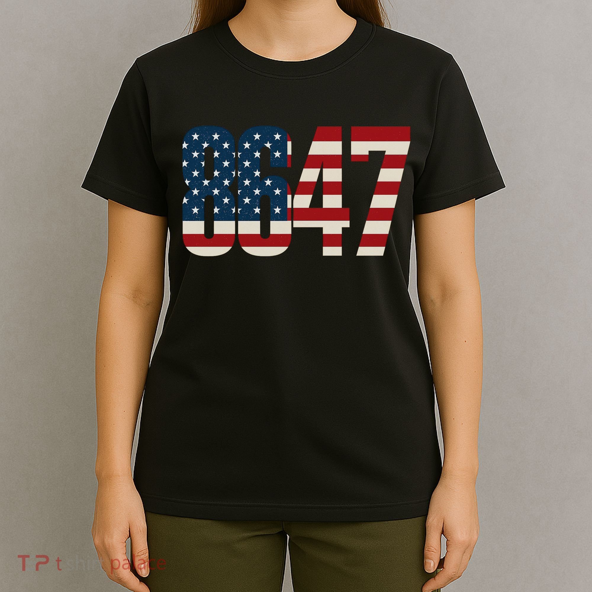 Anti Trump 8647 86 47th President US Flag T-Shirt