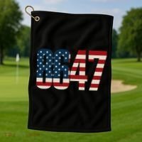 Anti Trump 8647 86 47th President US Flag Golf Towel thumb 1