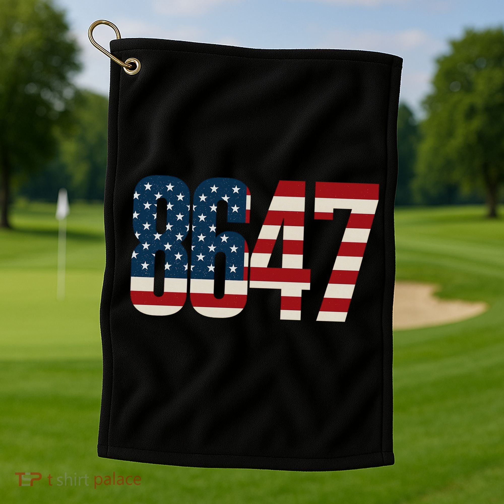 Anti Trump 8647 86 47th President US Flag Golf Towel