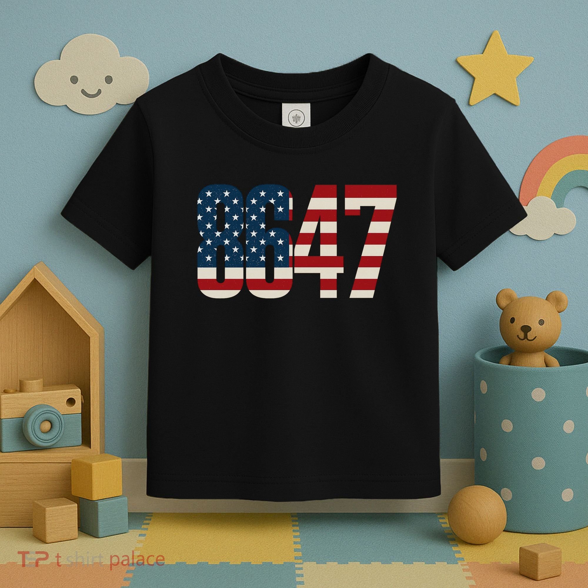 Anti Trump 8647 86 47th President US Flag Toddler T-Shirt