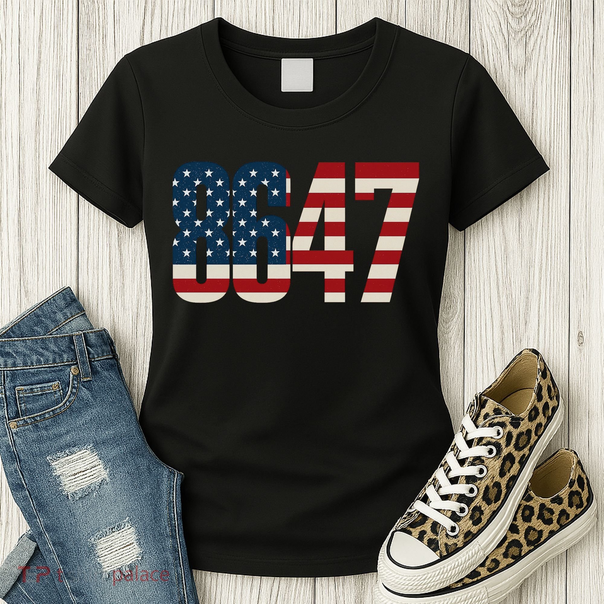 Anti Trump 8647 86 47th President US Flag Women's T-Shirt