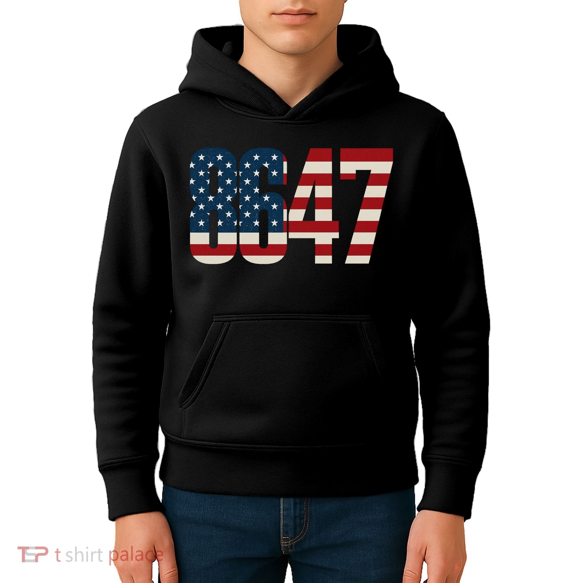 Anti Trump 8647 86 47th President US Flag Kids Hoodie