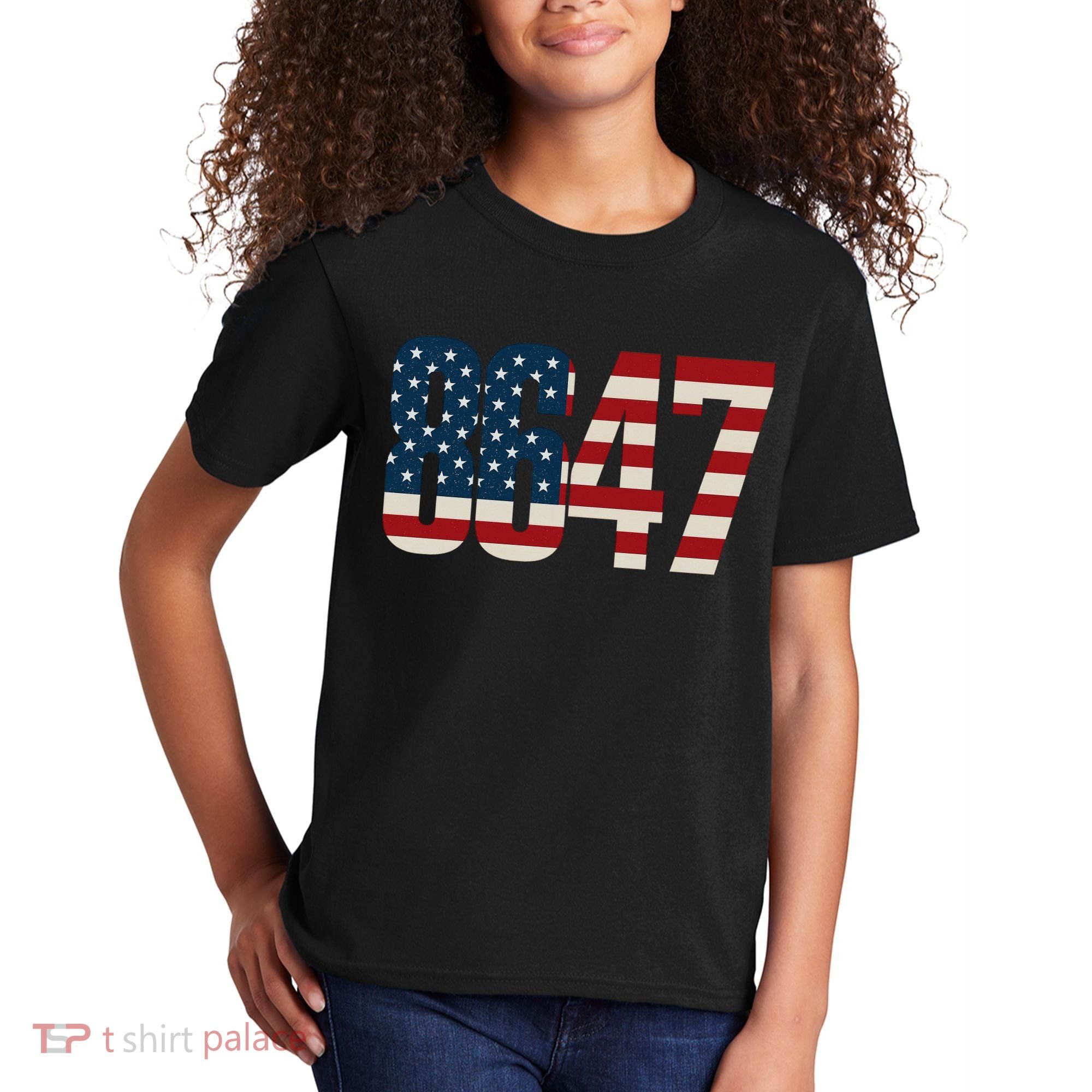 Anti Trump 8647 86 47th President US Flag Kids T-Shirt