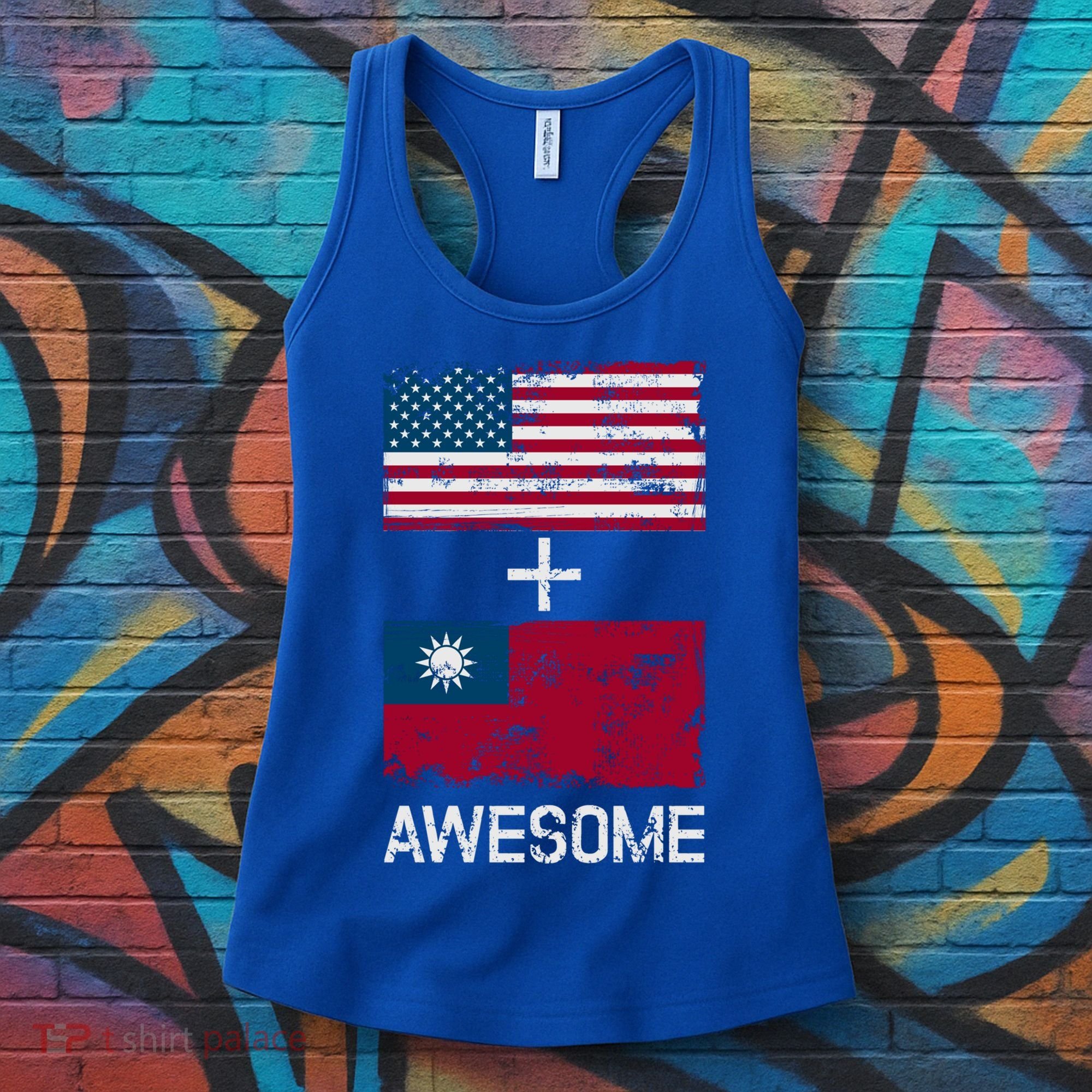 American + Taiwanese = Awesome Usa And Taiwan Flags Product Cute Gift Women's Tank Top