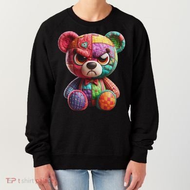 Angry Teddy Bear Print, A Very Grumpy Hug Women's Sweatshirt