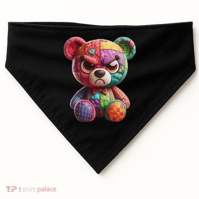 Angry Teddy Bear Print, A Very Grumpy Hug USA-Made Doggie Bandana