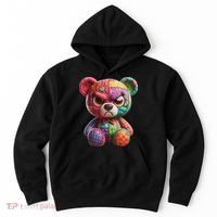 Angry Teddy Bear Print, A Very Grumpy Hug Hoodie thumb 0