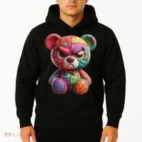 Angry Teddy Bear Print, A Very Grumpy Hug Hoodie thumb 2