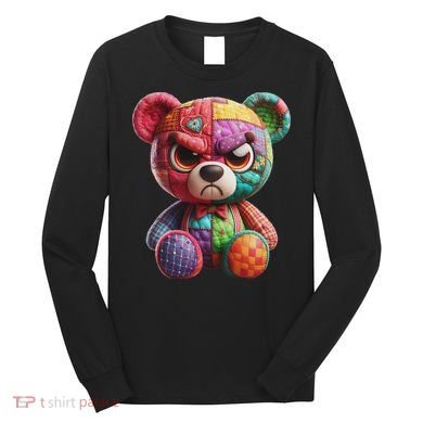 Angry Teddy Bear Print, A Very Grumpy Hug Long Sleeve Shirt