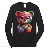 Angry Teddy Bear Print, A Very Grumpy Hug Long Sleeve Shirt thumb 0