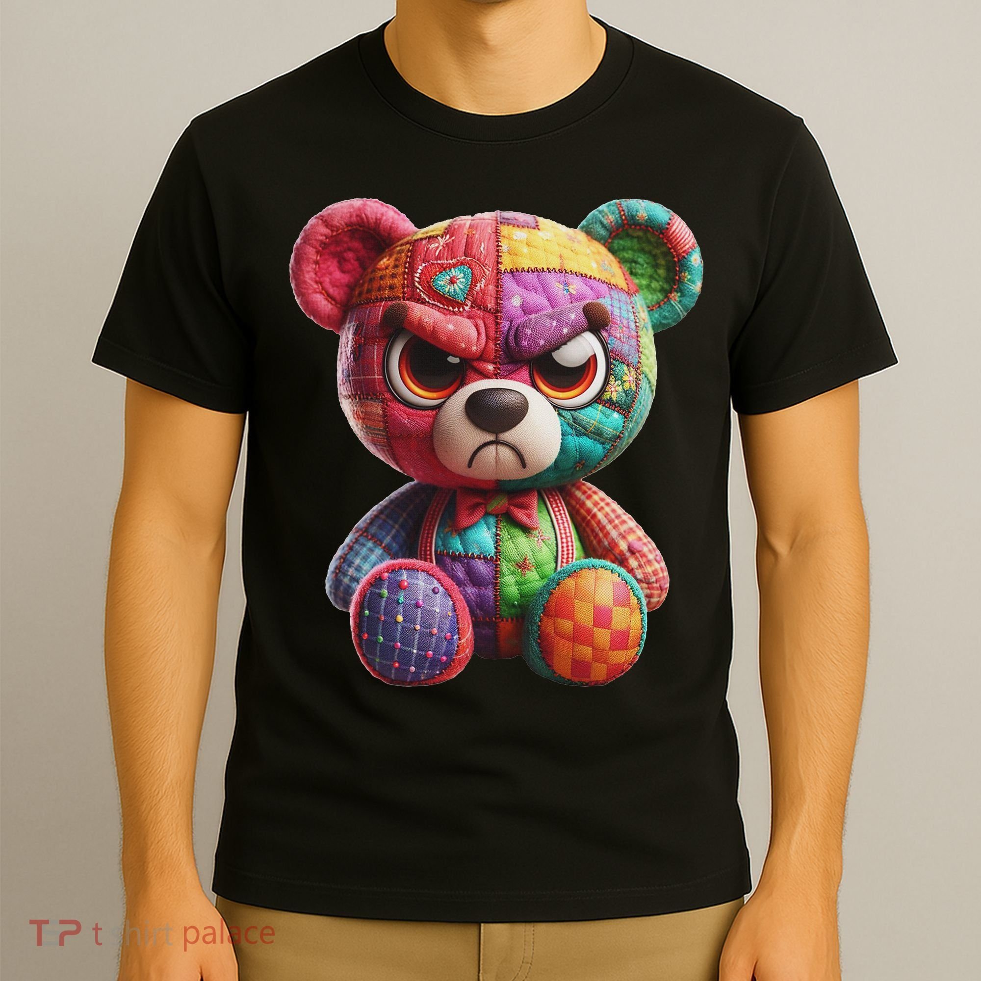 Angry Teddy Bear Print, A Very Grumpy Hug T-Shirt