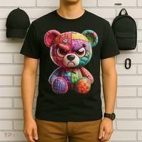 Angry Teddy Bear Print, A Very Grumpy Hug T-Shirt thumb 6